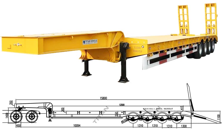 4 Axle 100T Hydraulic Lowbed Trailer for Sale in Senegal