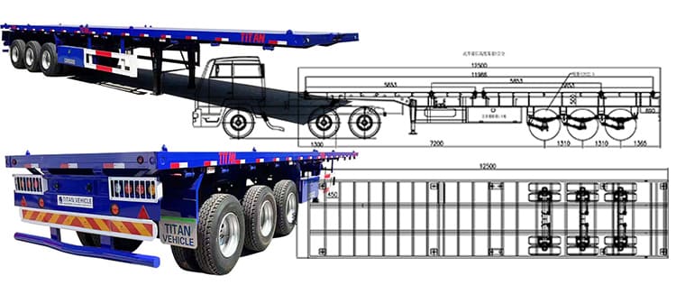 40Ft Container Flatbed Tri Axle Trailer for Sale in Senegal 