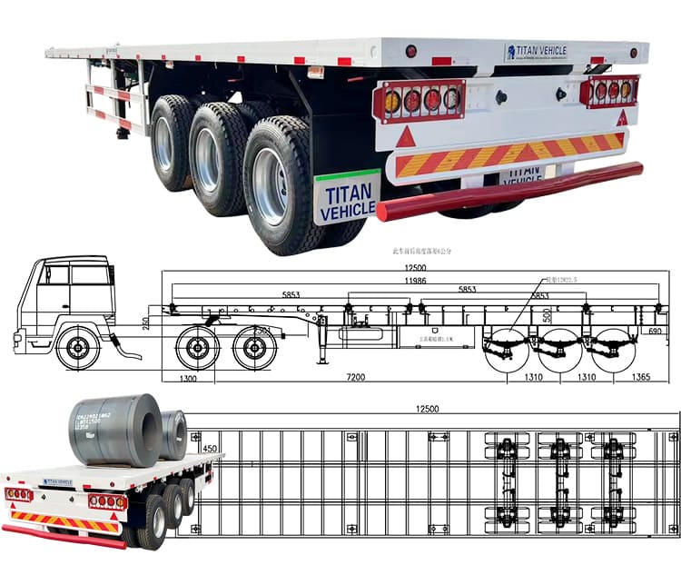 3 Axle 40Ft Flatbed Truck Trailer | Truck Flatbed Trailer for Sale in Senegal 