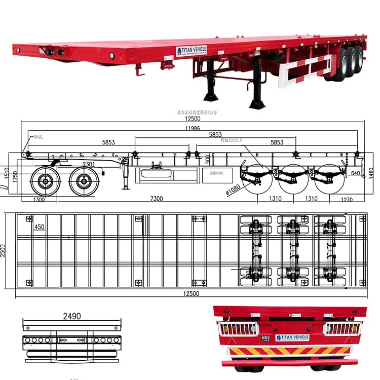 40Ft Tri Axle Flatbed Container Trailer for Sale in Senegal