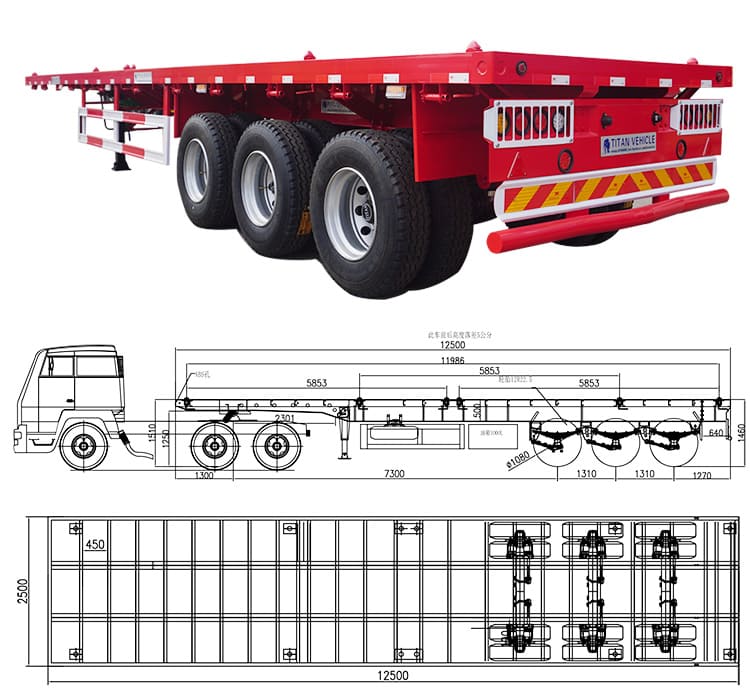 New 40 Feet Flatbed Trailers for Sale | Flatbed Semi Trailer Price in Senegal 