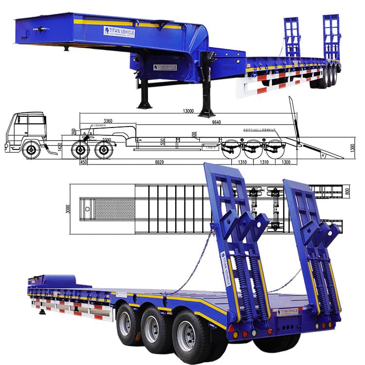 80 Ton 3 Axle Low Bed Trailer Truck Price in Senegal Dakar