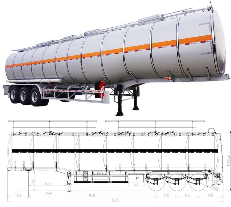 Tri Axle 50000L Stainless Steel Tanker for Sale in Senegal