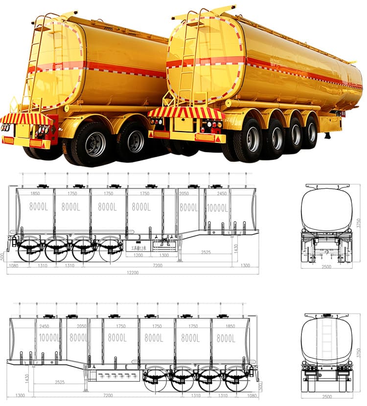 4 Axle Fuel Trailers for Sale | 50000 Ltrs Semi Tanker Trailer Price in Senegal