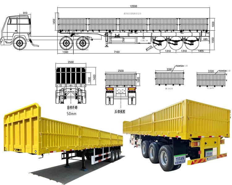 3 Axle Side Wall Semi Trailer for Sale in Senegal Kalolack