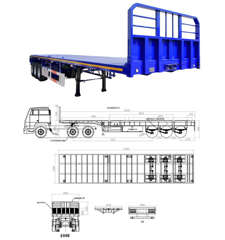 3 Axle 40 Foot Flatbed Truck Trailer | Flat Bed Trailers for Sale in Senegal
