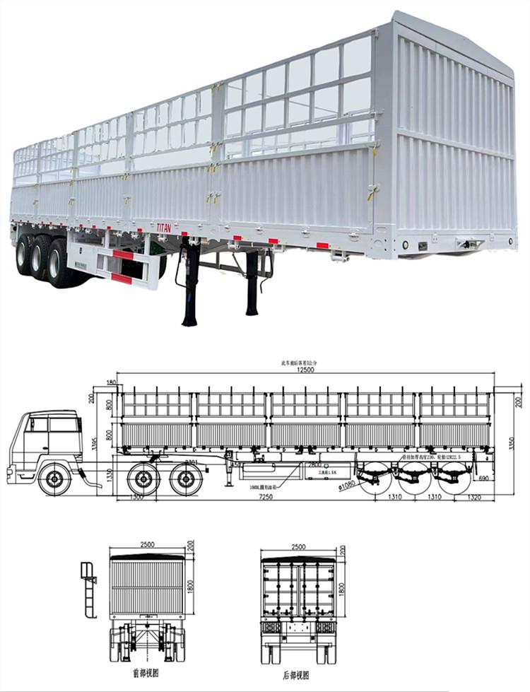 3 Axle 60 Ton Fence Semi Cargo Trailer Price in Senegal